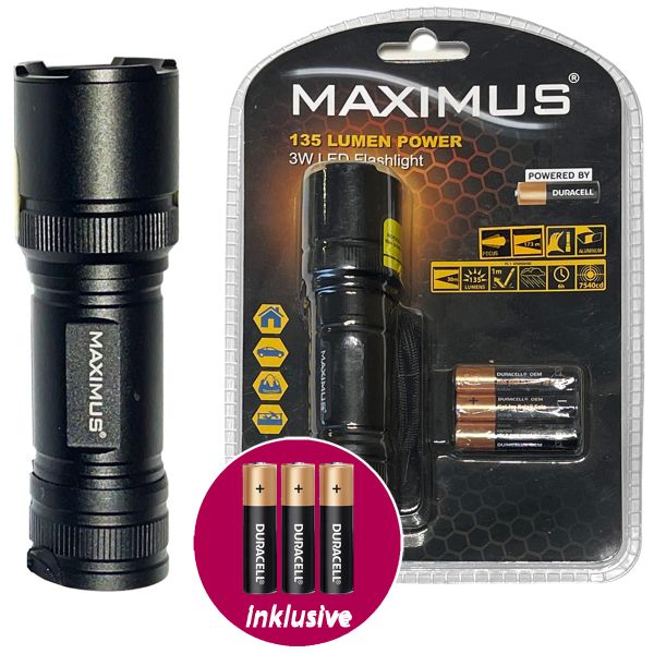 LED Taschenlampe Maximus M-FL-018-DU 3W 135lm inkl. Batterien