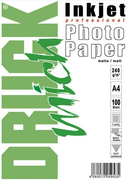 240g Mattes Foto-Papier, Inkjet DIN A4, 100 Blatt