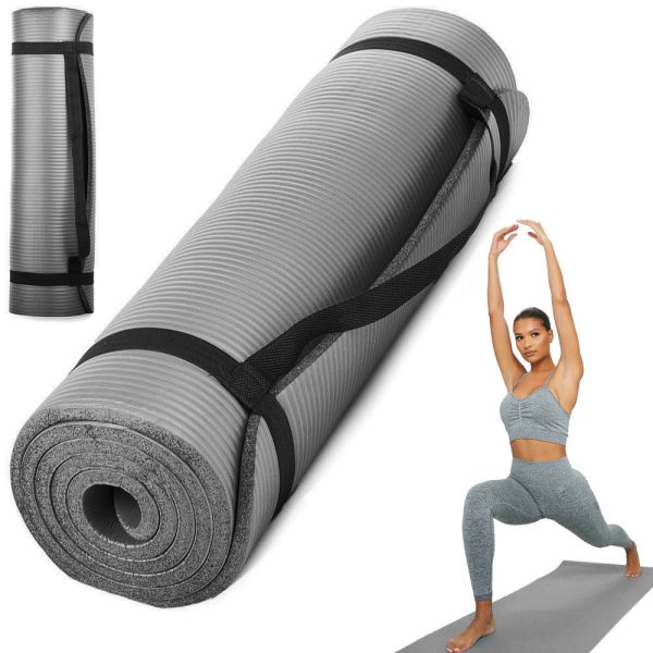 Aerobic- Yoga- und Fitnessmatte 180cm x 60cm grau