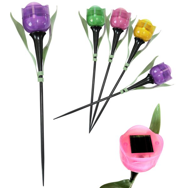 Solarlampe "Tulpe", 31 cm, verschiedene Farben, Blumenform