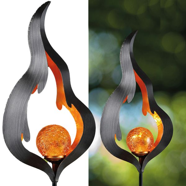 Laterne Metall 'Fireball Emotions" Solar LED, 90cm