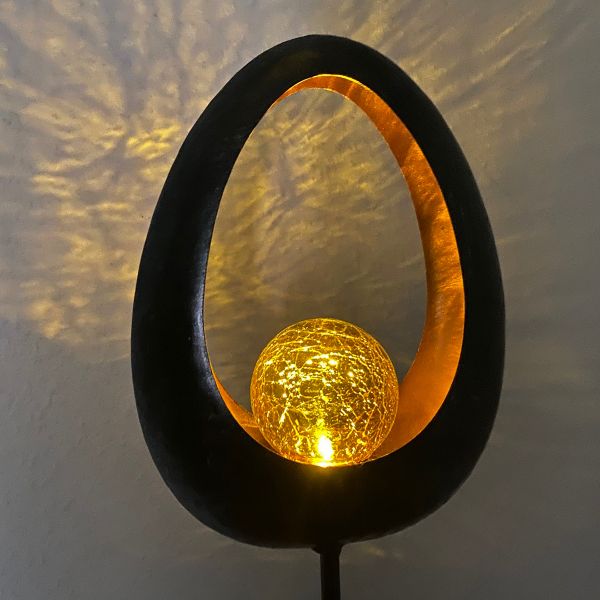 Laterne Metall 'Fireball Blume' Solar LED, 90cm