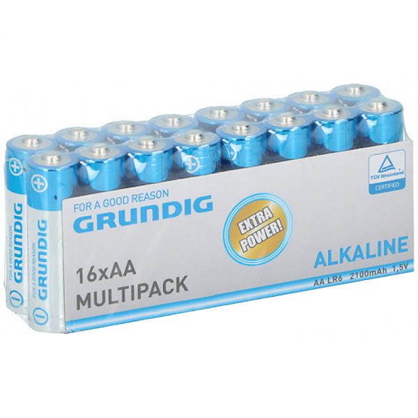 16 Stück AA / Mignon Alkaline-Batterien, Grundig