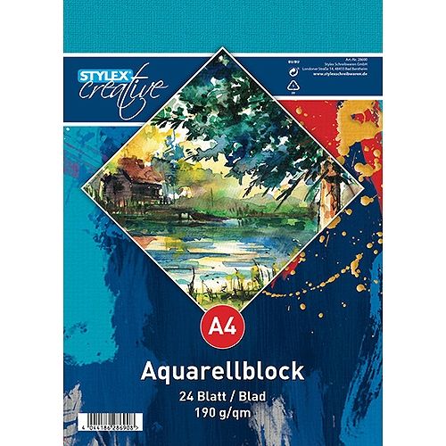 Aquarellblock A4, 24 Blatt, 190 g