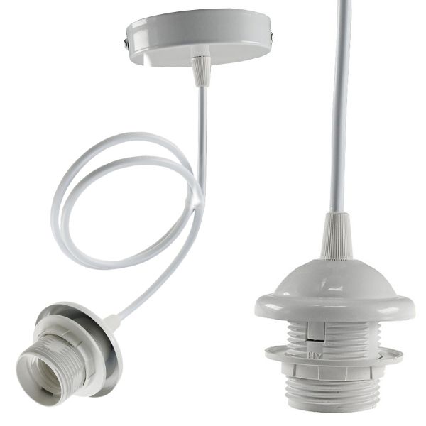 E27 Fassung für Lampenschirme, 80cm Kabel weiß