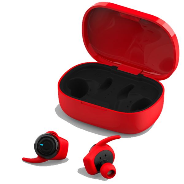 Sport InEar Headset Bluetooth Wireless mit Ladestation, rot