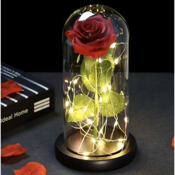 Deko Rose im Glas, Mikro-LED Beleuchtung