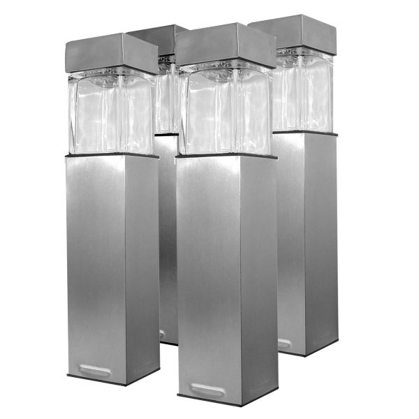 Solar-Leuchte Pro Duracell im 4er-Set, Stahl + Glas