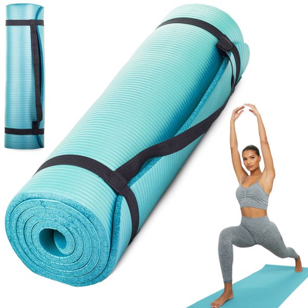 Aerobic- Yoga- und Fitnessmatte 180cm x 60cm türkis