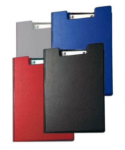 4 Klemmbrett-Mappen A4: blau, rot, schwarz, silber