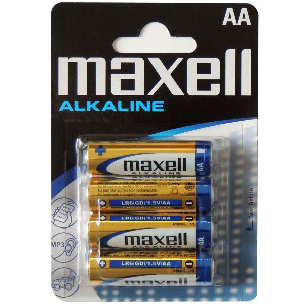 4er Pack AA Mignon LR6 Alkaline Batterien von Maxell